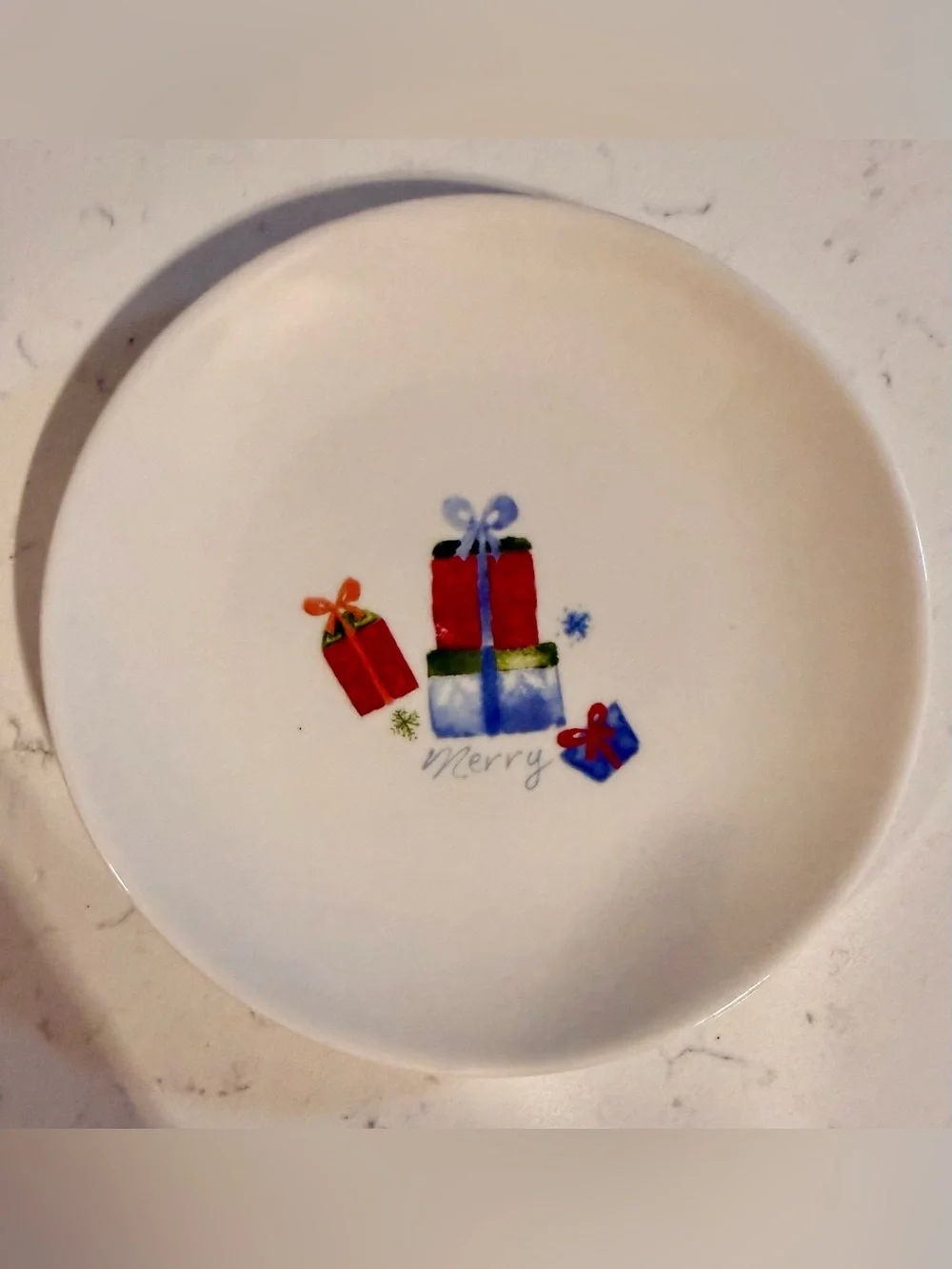 Pier 1 Cream & Blue Earthenware Plate
